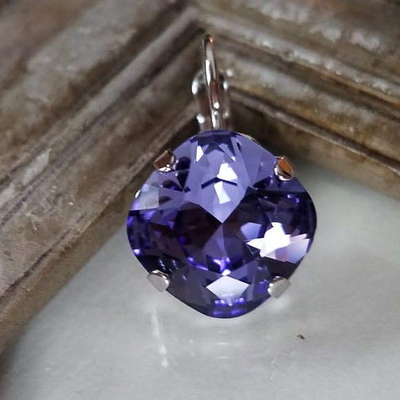 Austrian Crystal Earrings in Rhodium Plated Setting - Picture 3 of 12